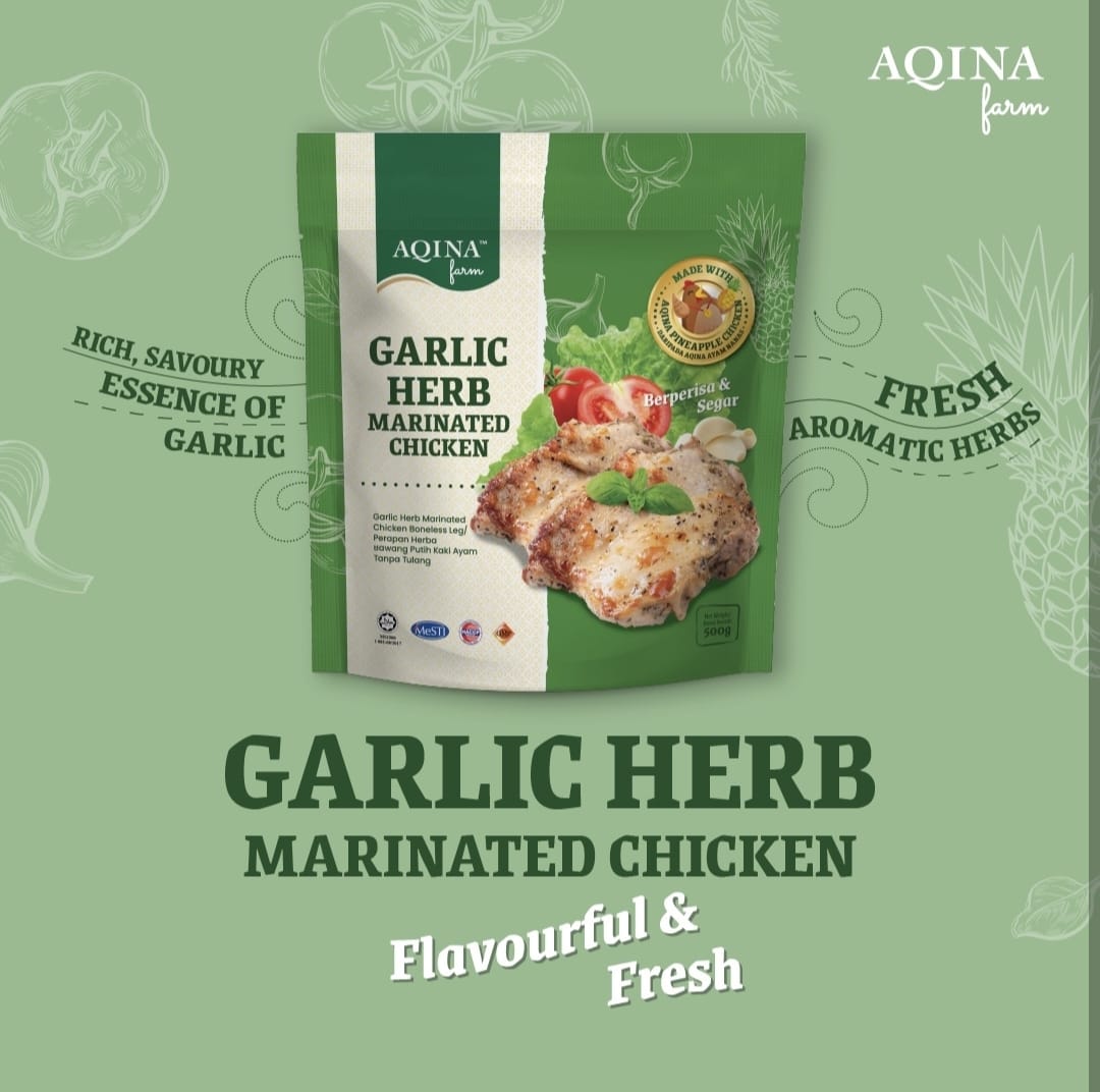 Aqina Marinated Pineapple Chicken Boneless Leg / 腌制无骨黄梨鸡腿肉(3种口味)500g