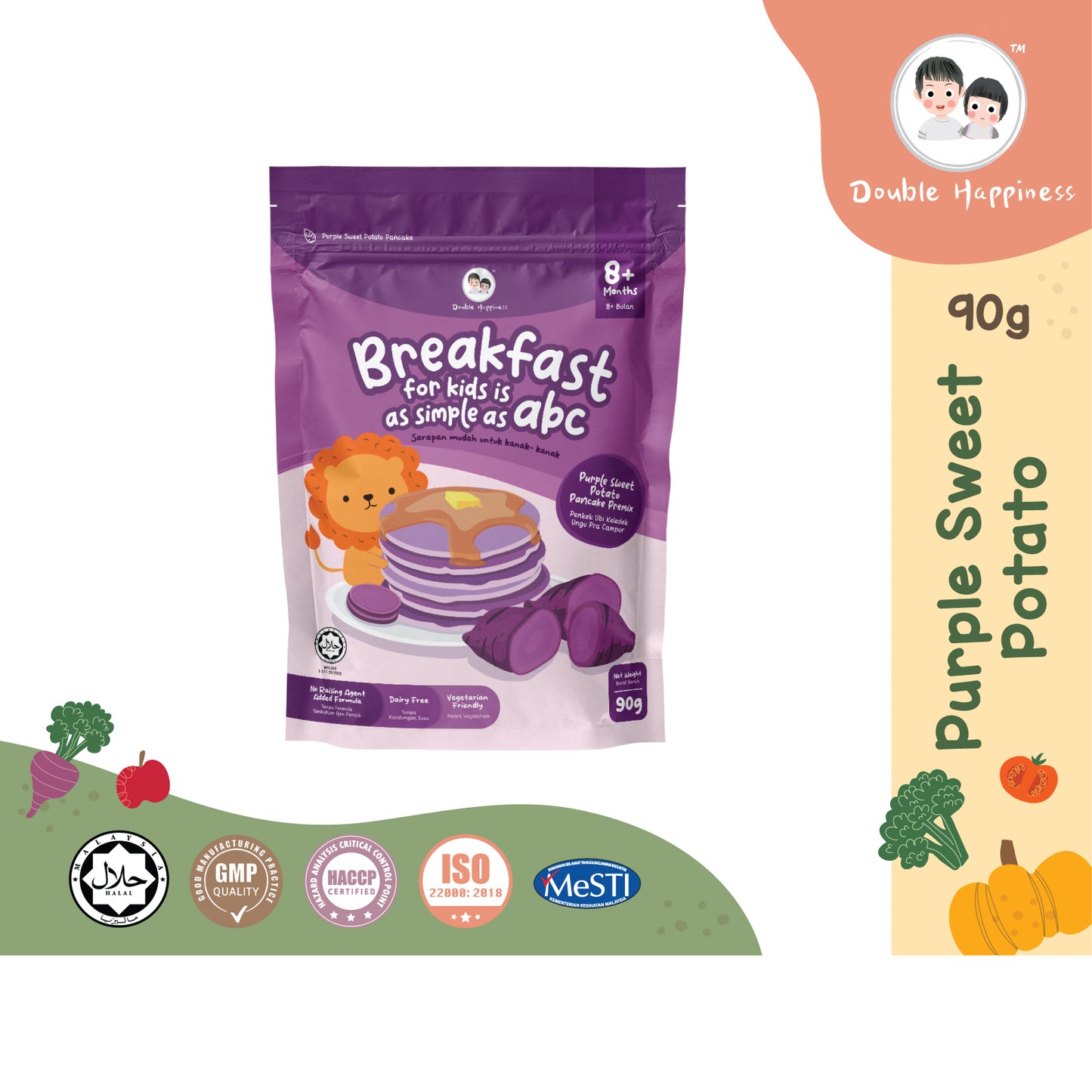 Double Happiness Veggie Pancake Premix (3Flavous) / 宝宝蔬菜松饼预拌粉 (3种口味) - 90g