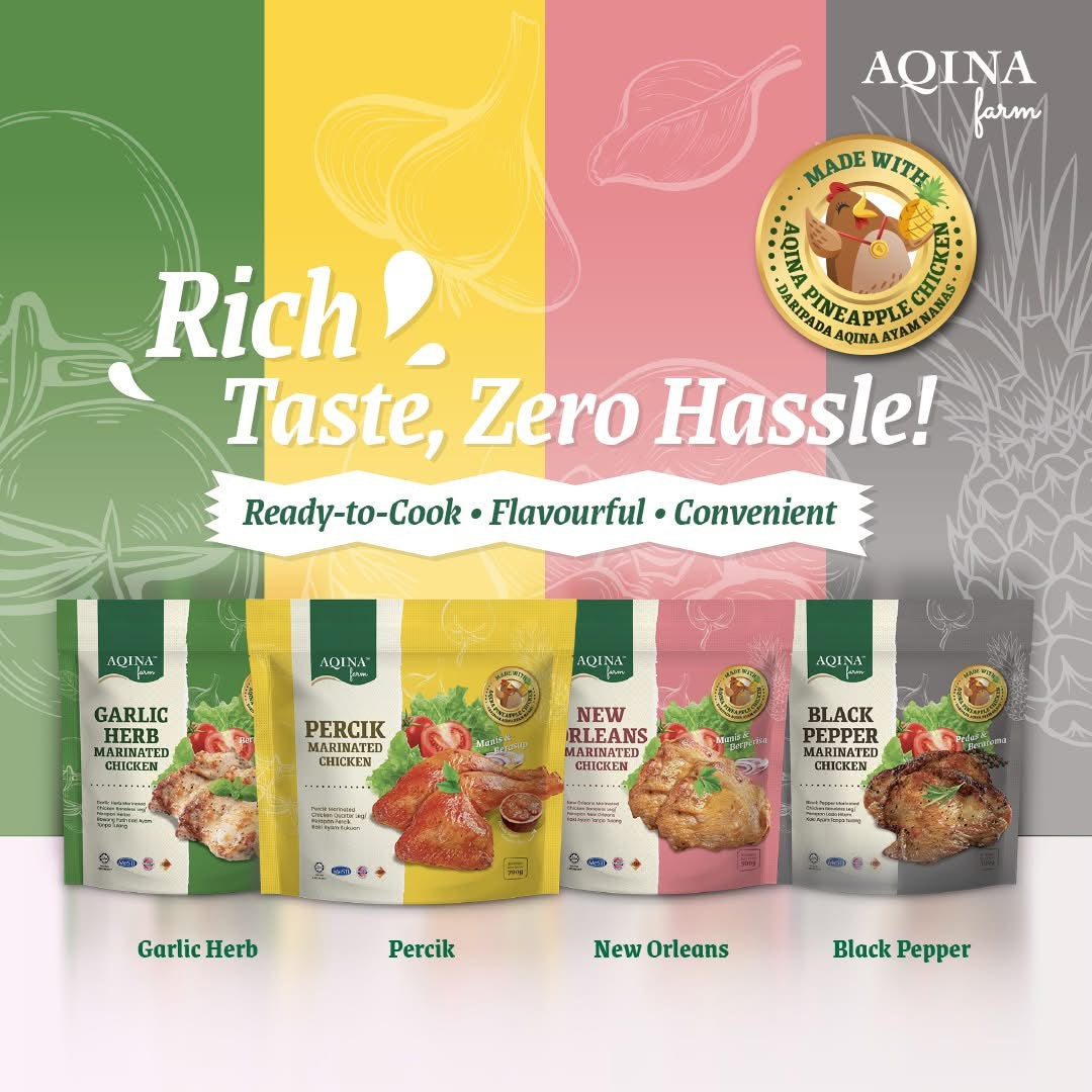 Aqina Marinated Pineapple Chicken Boneless Leg / 腌制无骨黄梨鸡腿肉(2种口味)500g