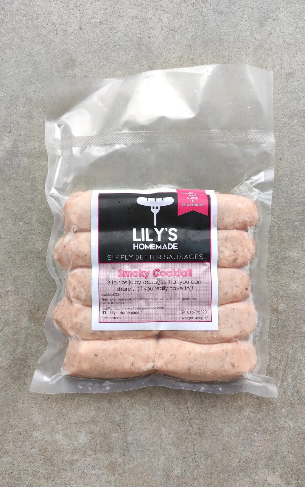 Lily's Homemade Smoky Cocktail Sausage / 烟熏小香肠 - 400g (10pcs)