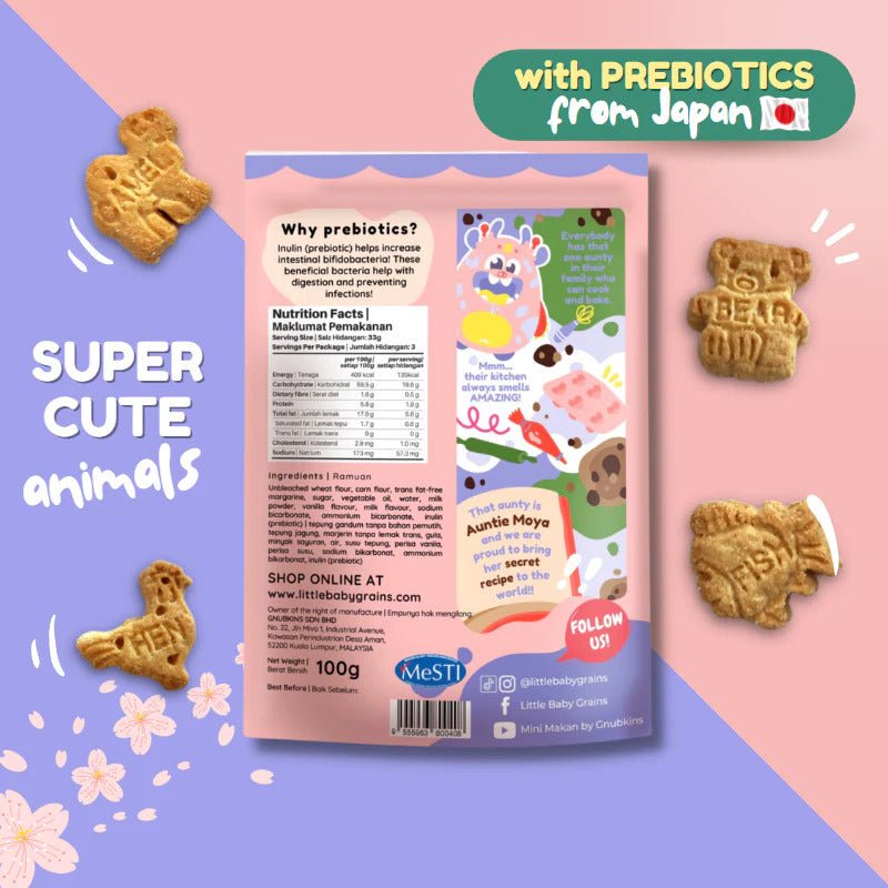 Milky Animal Cookies With Prebiotics / 牛奶味动物饼干(含益生元) - 100g - Fish Club