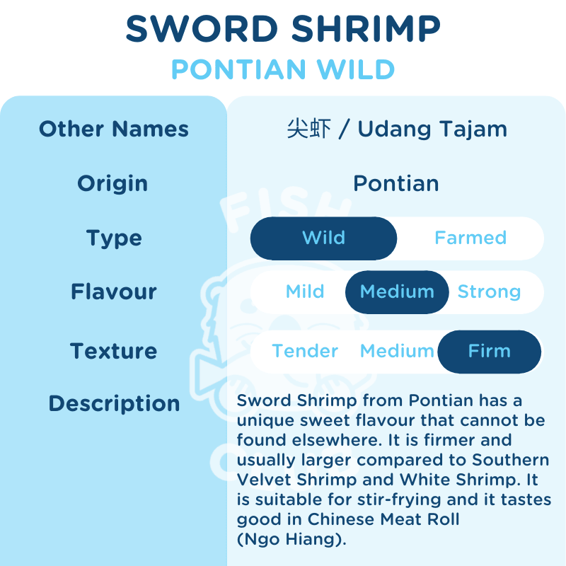Peeled Sword Shrimp (Pontian Wild) / 尖虾肉（笨珍野生）- 200g - Fish Club