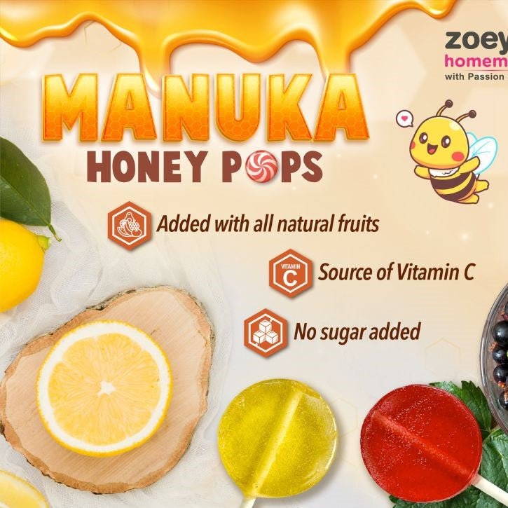 Zoey's Homemade UMF10 Manuka Pop / 麦卢卡蜂蜜棒棒糖 - 65g (8pcs) - Fish Club