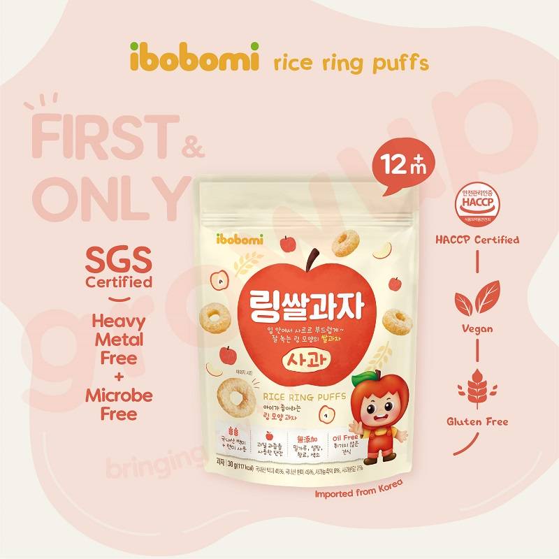 Korea Ibobomi Rice Ring Puff (3Flavour) / 儿童无添加圈圈饼 - 30g