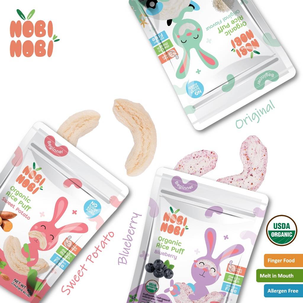 Nobi Nobi Baby Organic Rice Puff (3Flavour) / 宝宝有机米饼 - 40g