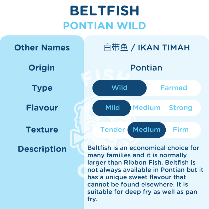 Belt Fish (Pontian Wild) Tail Steak / 白带鱼 (笨珍野生) 尾段 - 250g - Fish Club