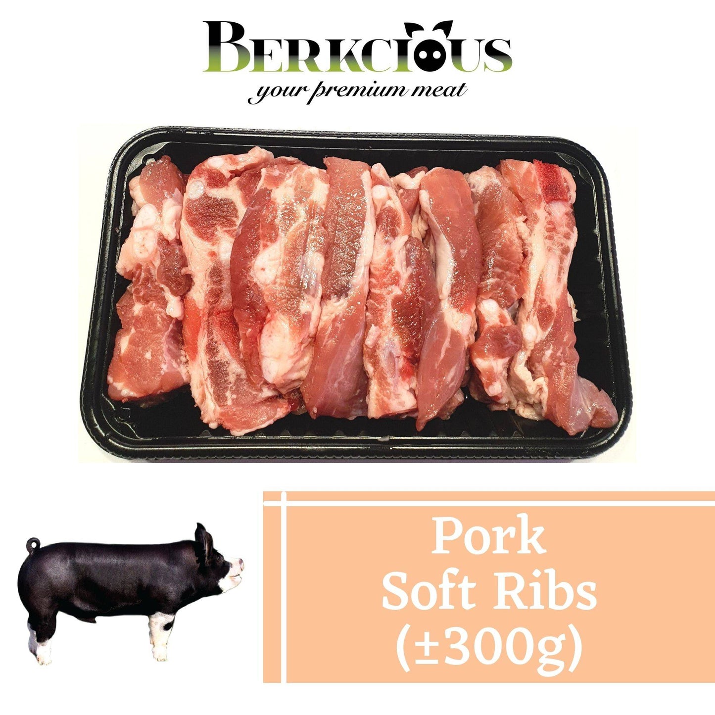 Berkcious Free Range Black Pork - Soft Ribs / 放养黑猪-软骨 (300g) - Fish Club