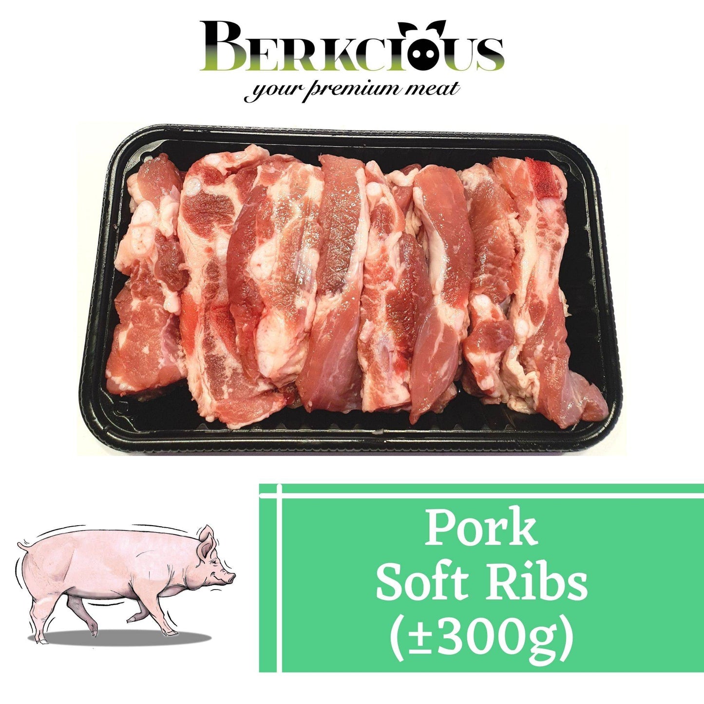 Berkcious Probiotic White Pork - Soft Ribs / 益生白猪-软骨 (300g) - Fish Club