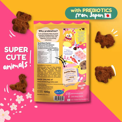 Double Choc Chip Animal Cookies With Prebiotics / 双重巧克力动物饼干(含益生元) - 100g - Fish Club
