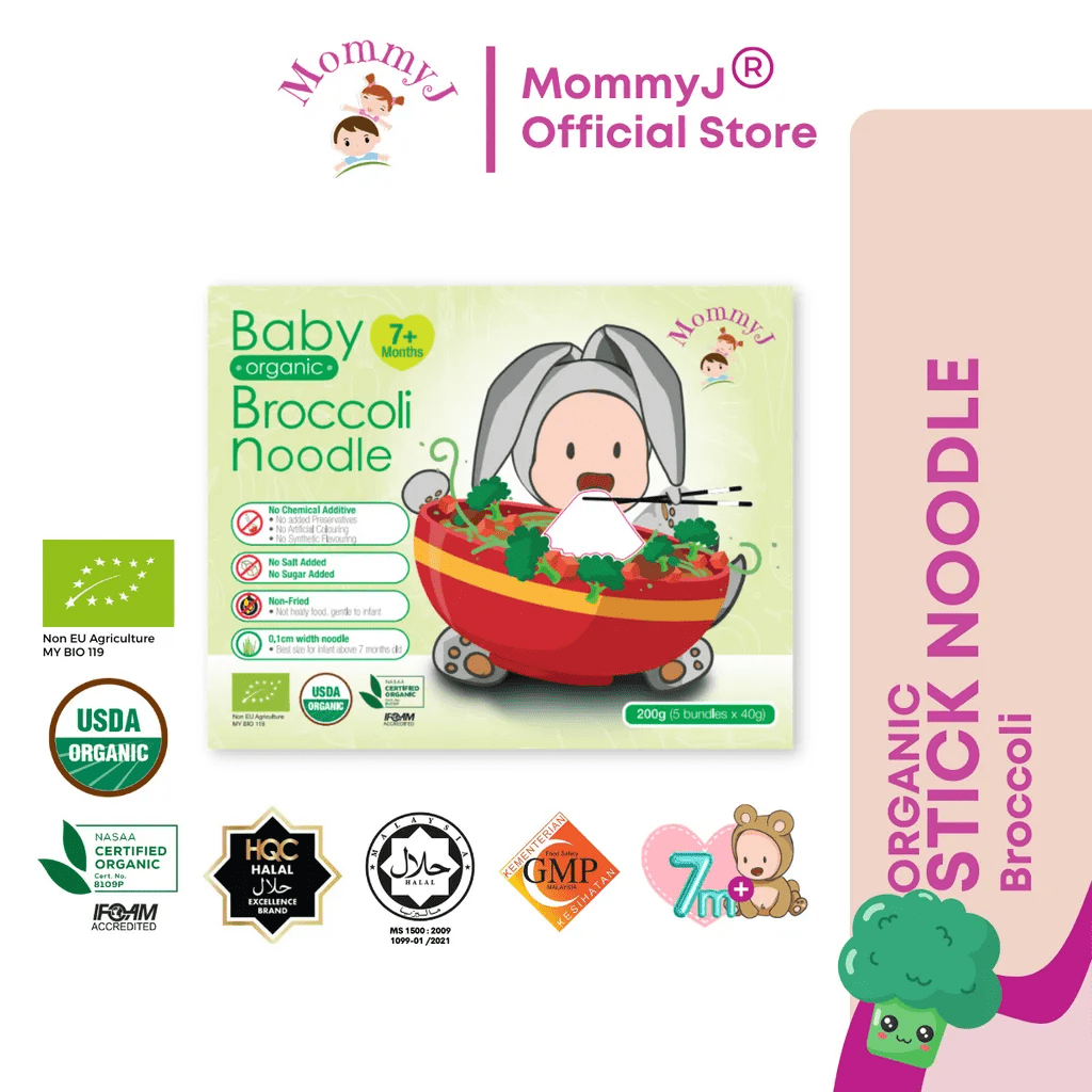 MommyJ Baby Organic Stick Noodle (3 Flavours) / 宝宝有机面线 (3种口味) - 200g (40g x 5sachets) - Fish Club