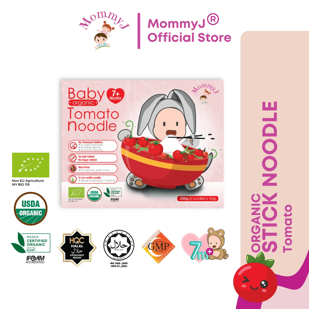 MommyJ Baby Organic Stick Noodle (3 Flavours) / 宝宝有机面线 (3种口味) - 200g (40g x 5sachets) - Fish Club