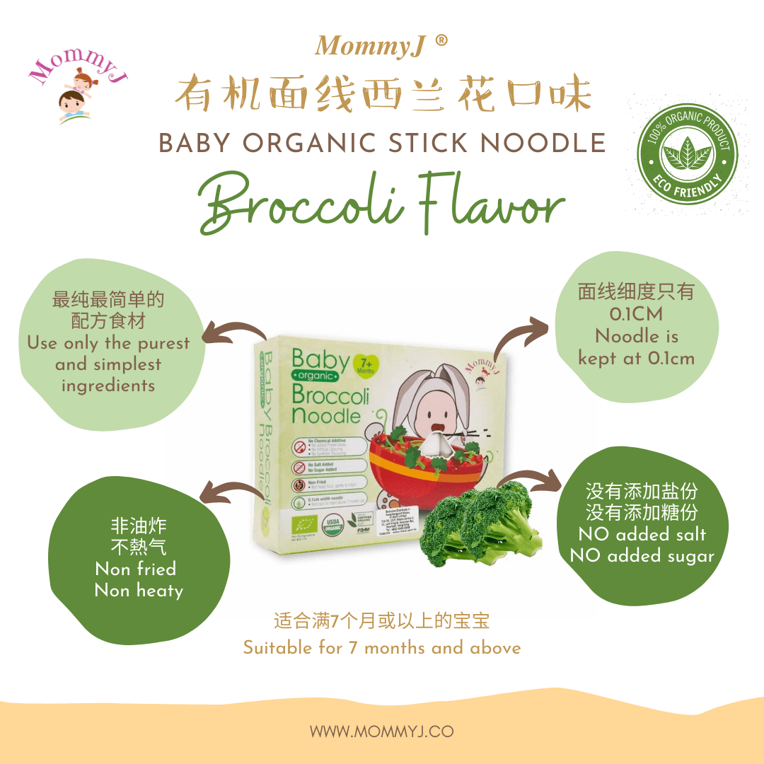 MommyJ Baby Organic Stick Noodle (3 Flavours) / 宝宝有机面线 (3种口味) - 200g (40g x 5sachets) - Fish Club