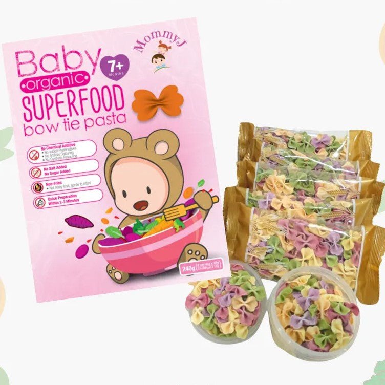 MommyJ Baby Organic Superfood Bow Tie Pasta / 宝宝意式蝴蝶面 - 240g (30g x 8 sachets) - Fish Club