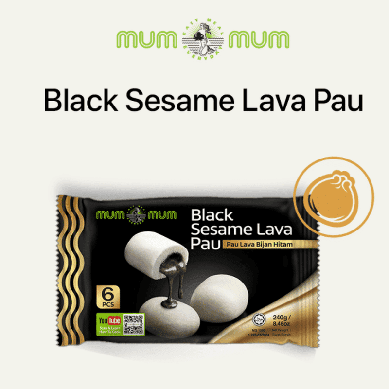 Mum Mum Black Sesame Lava Pau / 黑芝麻流沙包 - 240g (6pcs) - Fish Club