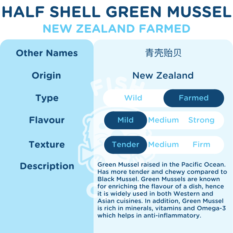 NZ Green Mussels / 新西兰青壳贻贝 - 907g - Fish Club