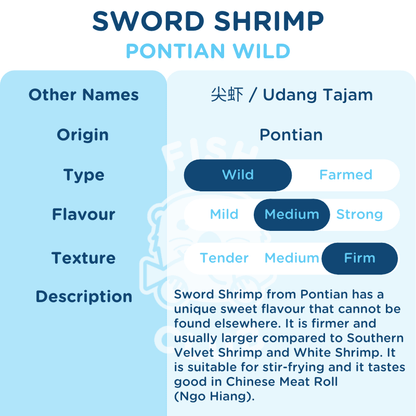 Peeled Sword Shrimp (Pontian Wild) / 尖虾肉（笨珍野生）- 200g - Fish Club