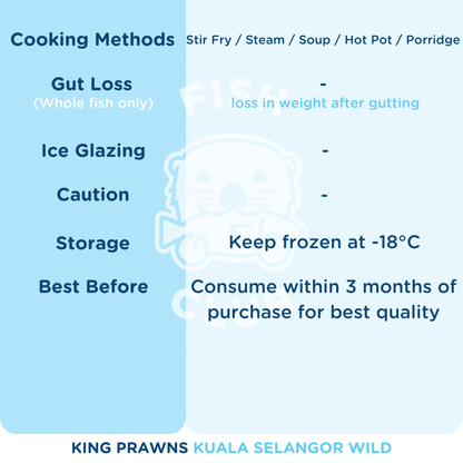 Peeled Wild King Prawns (Kuala Selangor Wild) / 大虾肉 (瓜雪野生) - 200g - Fish Club